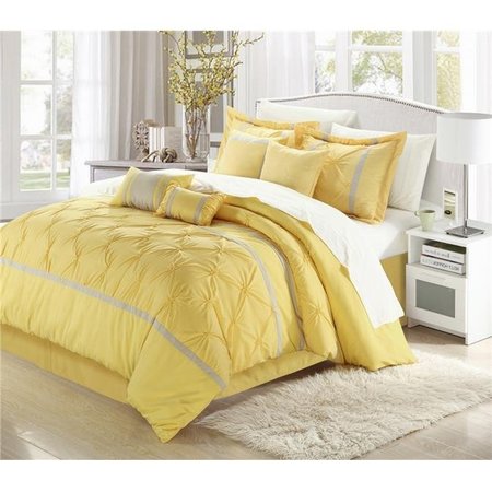 CHIC HOME Chic Home 127-160-Q-11-US Vermont Yellow & Grey Queen 12 Piece Bed in a Bag Comforter Set with 4 Piece Sheet Set 127/160-Q-11-US